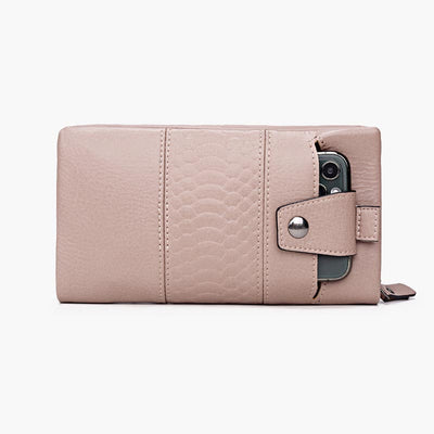 Plain Color Phone Bag Large Capacity Leather Wallet For Women
