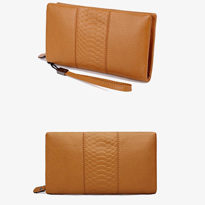 Plain Color Phone Bag Large Capacity Leather Wallet For Women