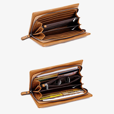 Plain Color Phone Bag Large Capacity Leather Wallet For Women