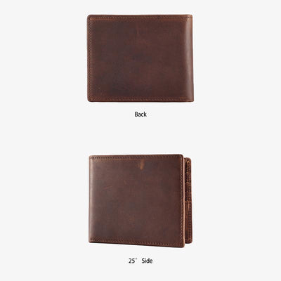 Horizontal Leather Wallet For Men RFID Multi Card Purse