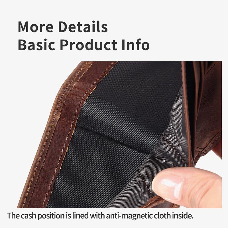 Horizontal Leather Wallet For Men RFID Multi Card Purse