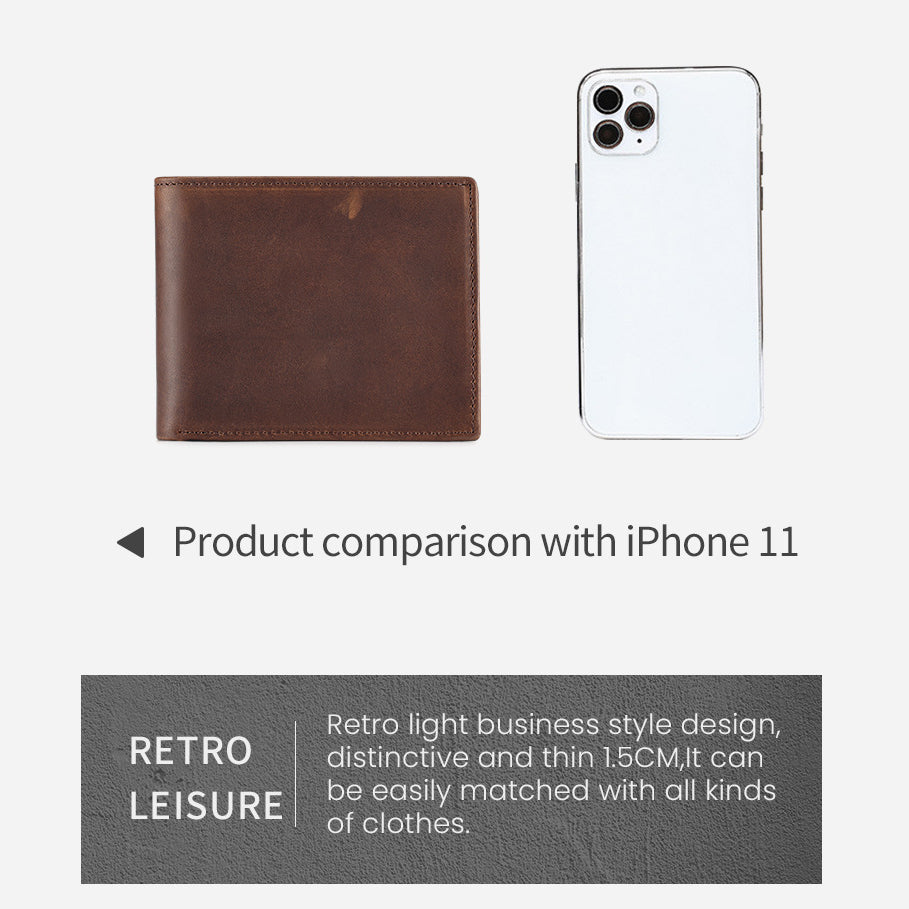 Horizontal Leather Wallet For Men RFID Multi Card Purse