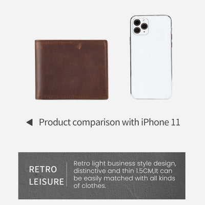 Horizontal Leather Wallet For Men RFID Multi Card Purse