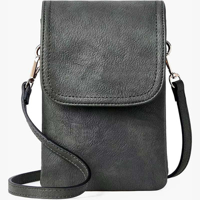 Elegant Leather Phone Bag Double Compartment Crossbody Purse For Women
