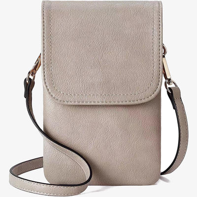 Elegant Leather Phone Bag Double Compartment Crossbody Purse For Women