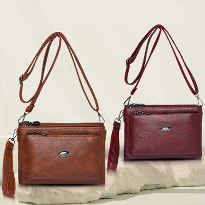 Plain Color Crossbody Bag For Women Vegan Leather Office Purse