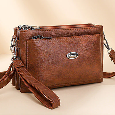 Plain Color Crossbody Bag For Women Vegan Leather Office Purse