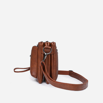 Plain Color Crossbody Bag For Women Vegan Leather Office Purse