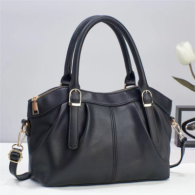 Plain Color Office Tote For Women Leather Top-Handle Bag