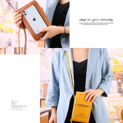 Faux Leather Phone Purse Mini Crossbody Shoulder Bag Cell Phone Pouch