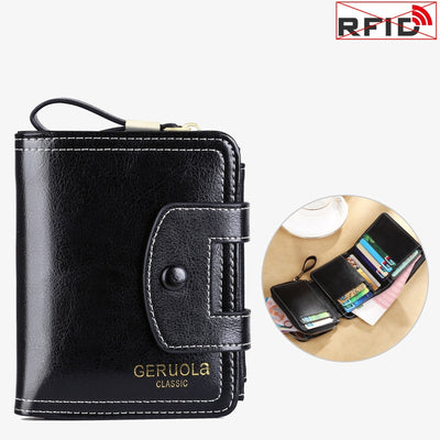 Wallet For Women Retro Slim Leather RFID Shopping Purse