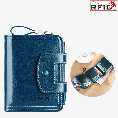 Wallet For Women Retro Slim Leather RFID Shopping Purse