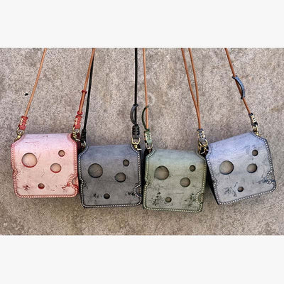 Cute Mini Cheese Shape Purse Vegetable Tanned Leather Crossbody Bag