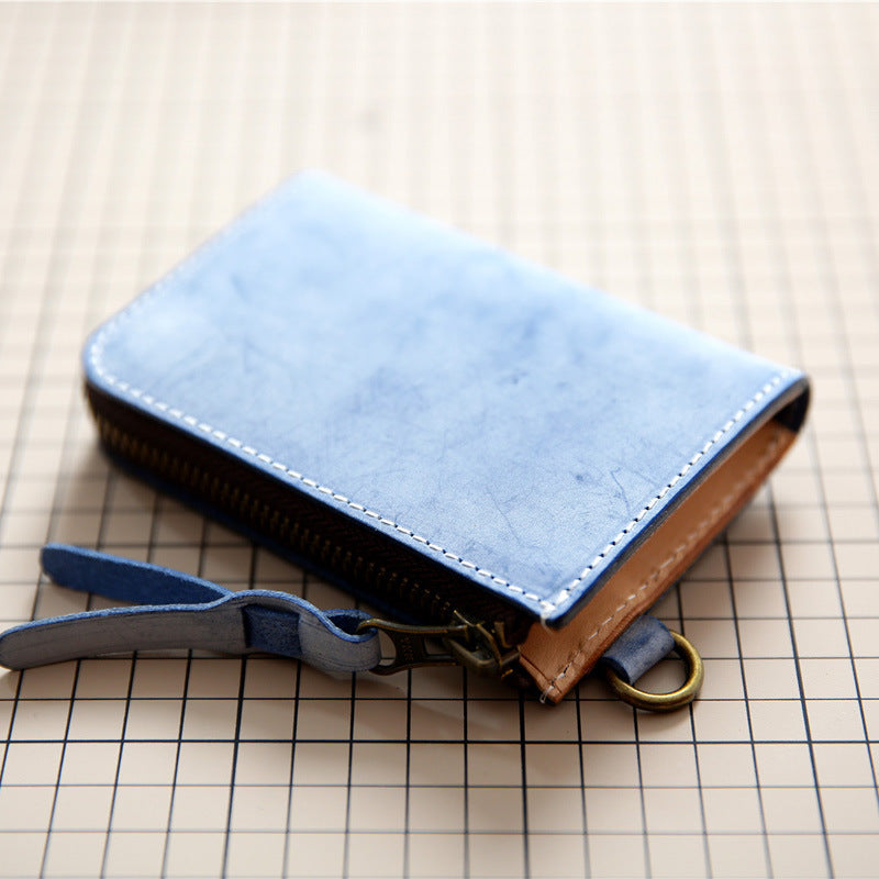 Vertical Zipper Purse Minimalsit Classic Leather Wallet For Women Men