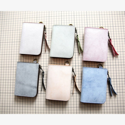 Vertical Zipper Purse Minimalsit Classic Leather Wallet For Women Men