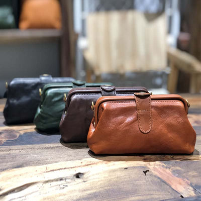 Horizontal Plain Color Leather Purse For Women Delicate Crossbody Bag