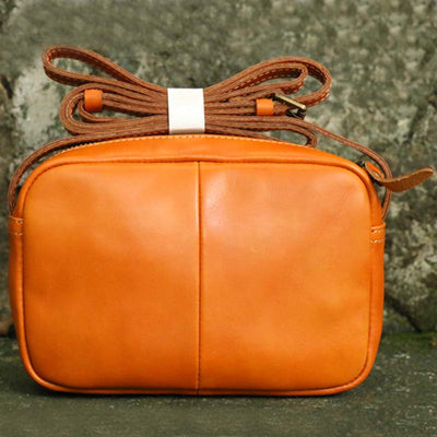 Vintage Crossbody Bag For Women Contrast Color Genuine Leather Purse