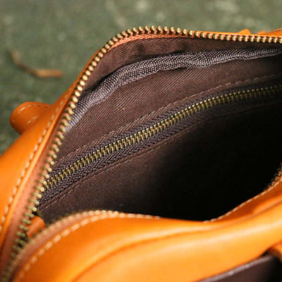 Vintage Crossbody Bag For Women Contrast Color Genuine Leather Purse
