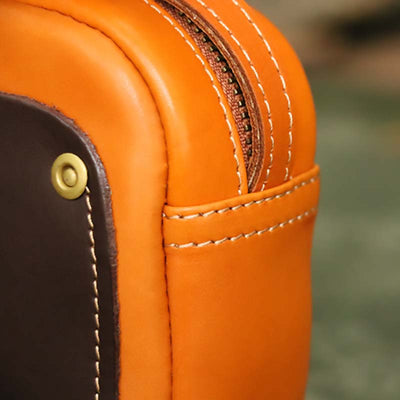 Vintage Crossbody Bag For Women Contrast Color Genuine Leather Purse