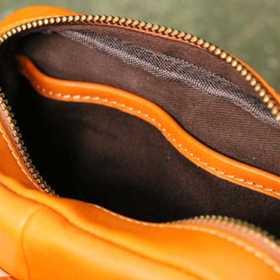 Vintage Crossbody Bag For Women Contrast Color Genuine Leather Purse