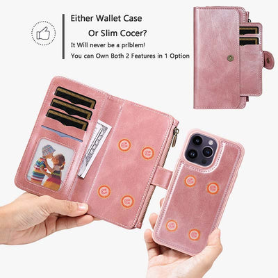 2 In 1 Phone Case For Iphone Multiple Slot Wallet