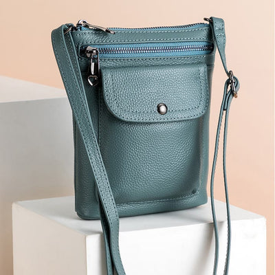 Multi-Pockets Phone Bag Womens Genuine Leather Crossbody Purse