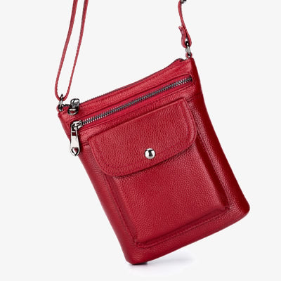 Multi-Pockets Phone Bag Womens Genuine Leather Crossbody Purse