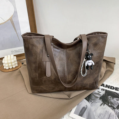 Women Soft Faux Leather Tote Shoulder Bag Large Capacity Handbag