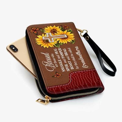 Custom Name Wallet For Women Pretty Personalized Sunflower Clutch Purse