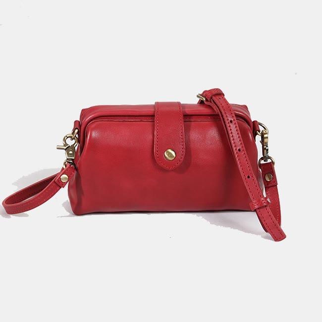 Retro Handmade Real Leather Phone Purse Handbags With Unique Opening