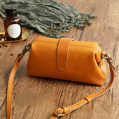 Retro Handmade Real Leather Phone Purse Handbags With Unique Opening