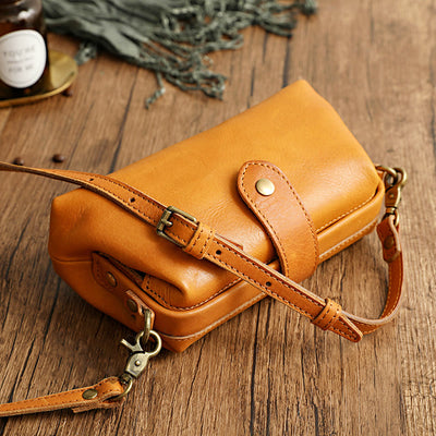 Retro Handmade Real Leather Phone Purse Handbags With Unique Opening