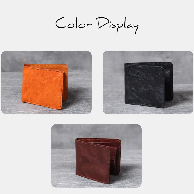 Retro Soft Bifold Wallet for Women Men Handmade Genuine Leather Wallet