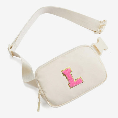 Fashion Initial Sling Bag Creamy White Purses Waist Bag for Women