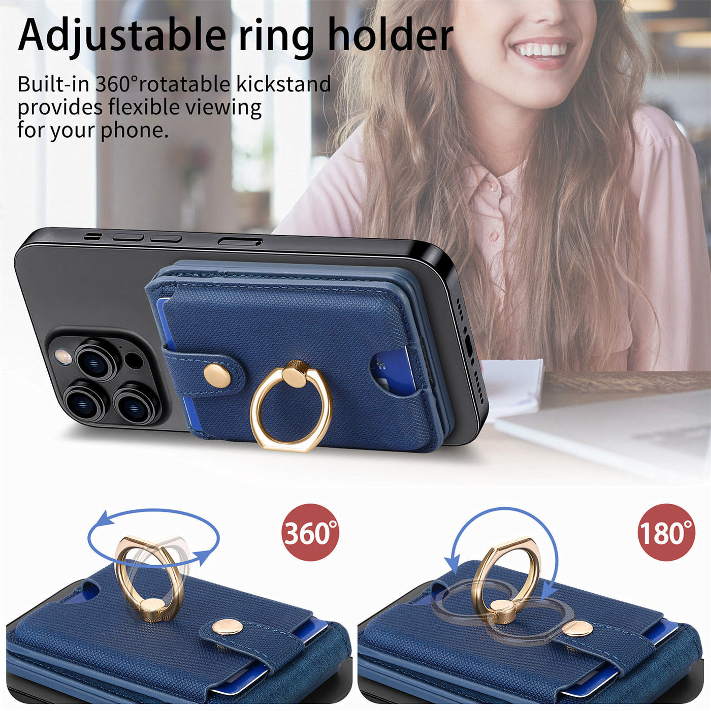 Magnetic Wallet Compatible with MagSafe RFID Blocking Wallet for iPhone