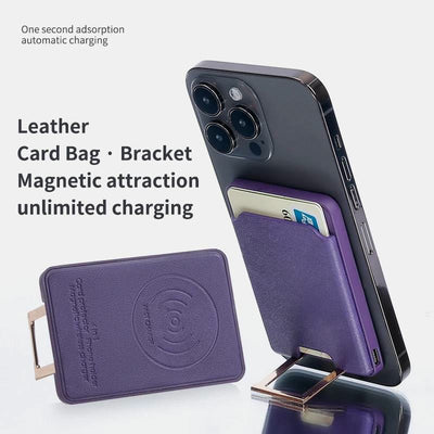 4-IN-1 Magsafe Wallet for iPhone Wireless Charging Case with Card Holder