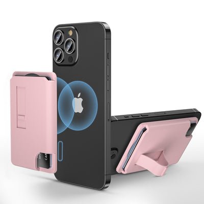 Magnetic Wallet Compatible with Magsafe Card Holder with Grip Finger Loop Kickstand
