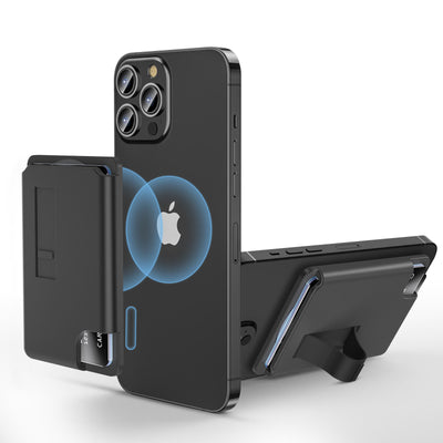 Magnetic Wallet Compatible with Magsafe Card Holder with Grip Finger Loop Kickstand