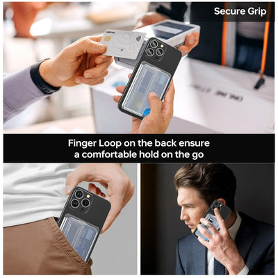 Magnetic Wallet Compatible with Magsafe Card Holder with Grip Finger Loop Kickstand