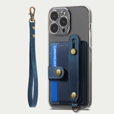 Stick on Phone Wallet 3M Adhesive Credit Card Holder with Wrist Strap