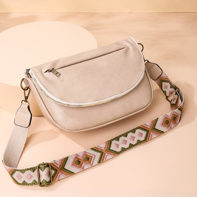 Retro Crossbody Bag For Women Bohemia Wide Strap Underarm Bag