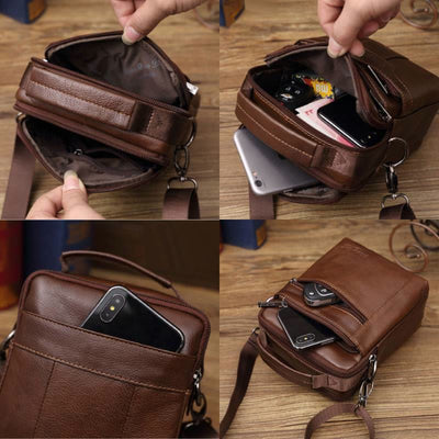 Messenger Bag For Men Vintage Gentle Leather Crossbody Bag