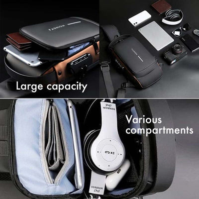 Anti-theft Sling Bag Cross Body Bag with USB Charging Port Password Locked