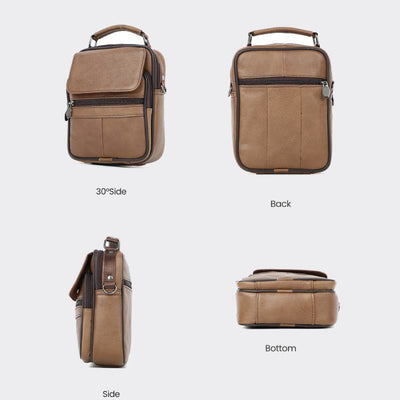 Small Genuine Leather Crossbody Shoulder Bag Messnger Pack for Men