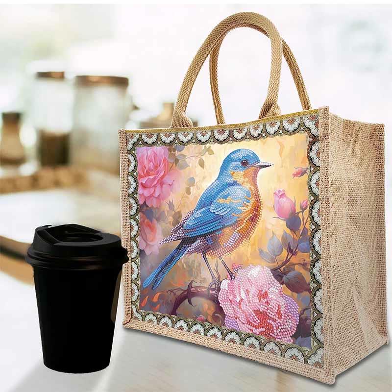 Large Capacity Bird Painting Tote Dot Diamond Art Painting Handbag