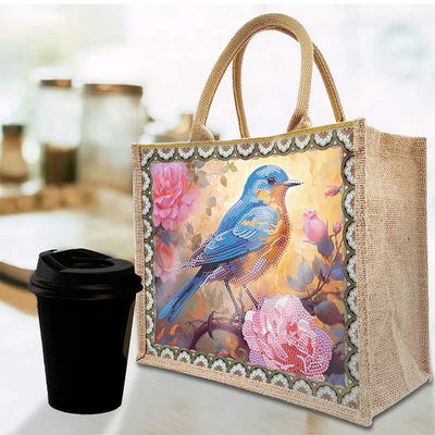 Large Capacity Bird Painting Tote Dot Diamond Art Painting Handbag