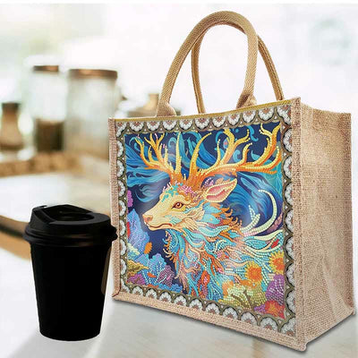 DIY Deer Diamond Air Painting Tote Creative Shopping Travel Handbag