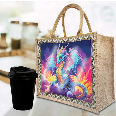 Pterosaur DIY Diamond Air Painting Tote Resuable Linen Shoulder Bag