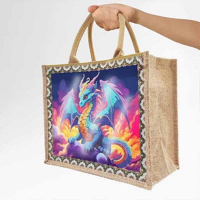 Pterosaur DIY Diamond Air Painting Tote Resuable Linen Shoulder Bag