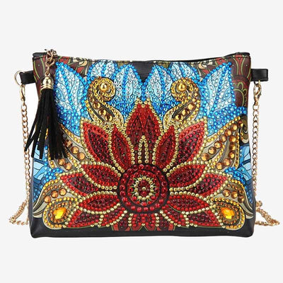 DIY Floral Skull Butterfly Diamond Art Painting Purse Tassel Crossbody Bag